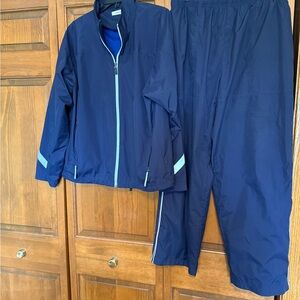 NWOT Men’s Navy Blue Track Suit with Light Blue Accents and reflective striping